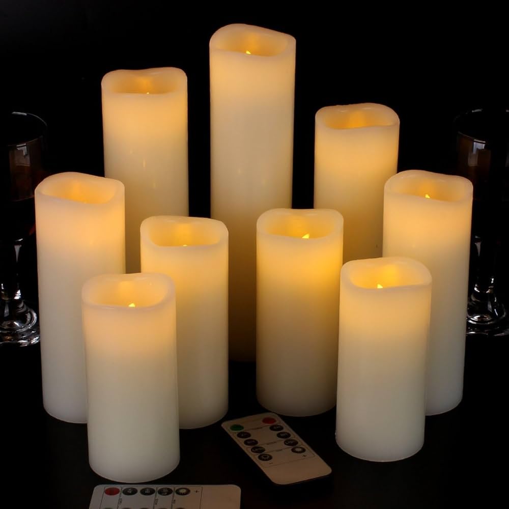 Vinkor Flameless Candles Battery Operated Candles Real Wax Pillar Led Candles With 10-key Remote And Cycling 24 Hours Timer (ivory 4" 5" 6" 7" 8" 9") : Tools & Home Improvement