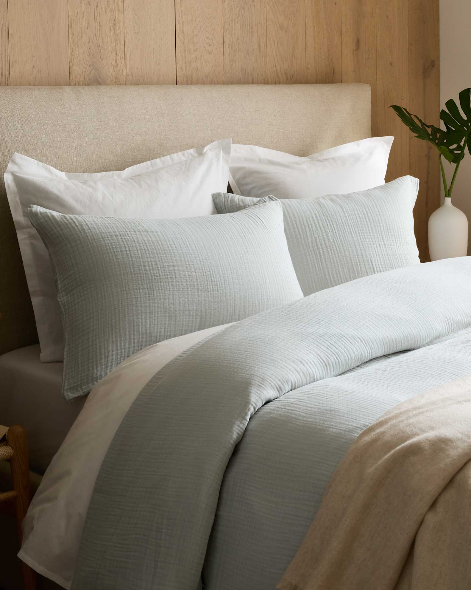 Organic Airy Gauze Duvet Cover In Mist