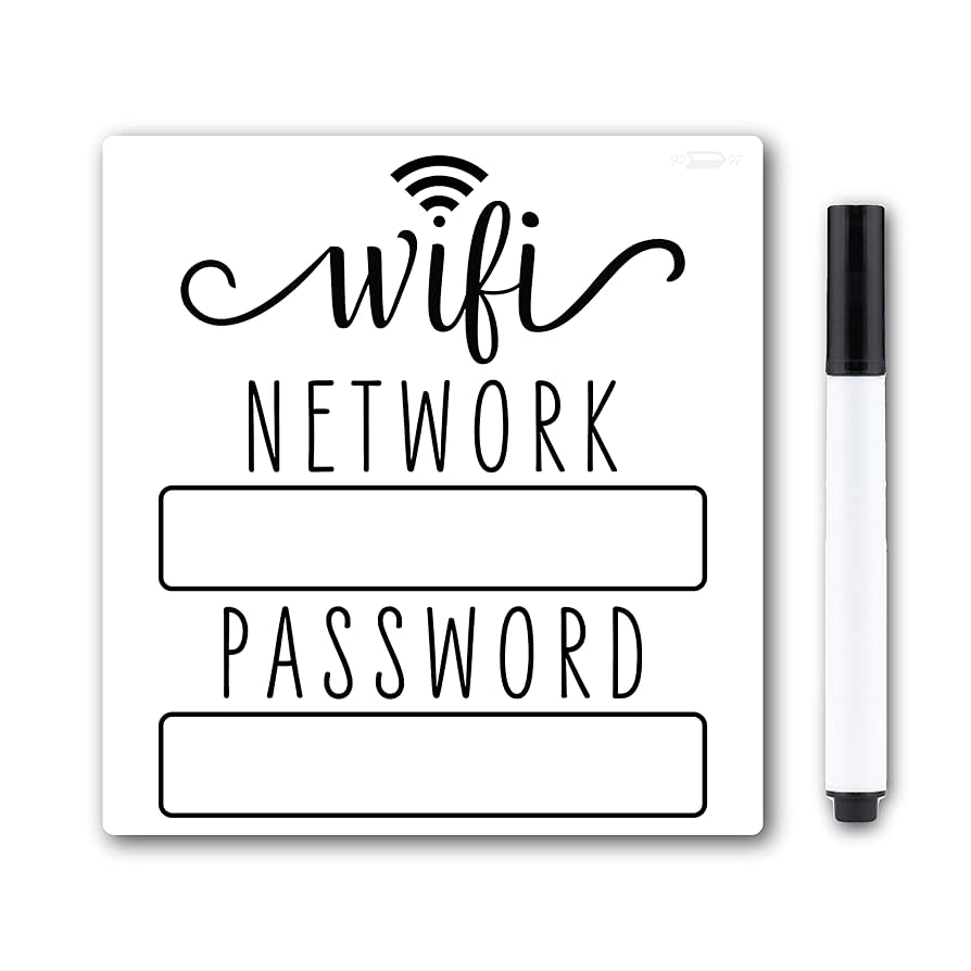 White Black Wifi Password Sign Fridge Magnet