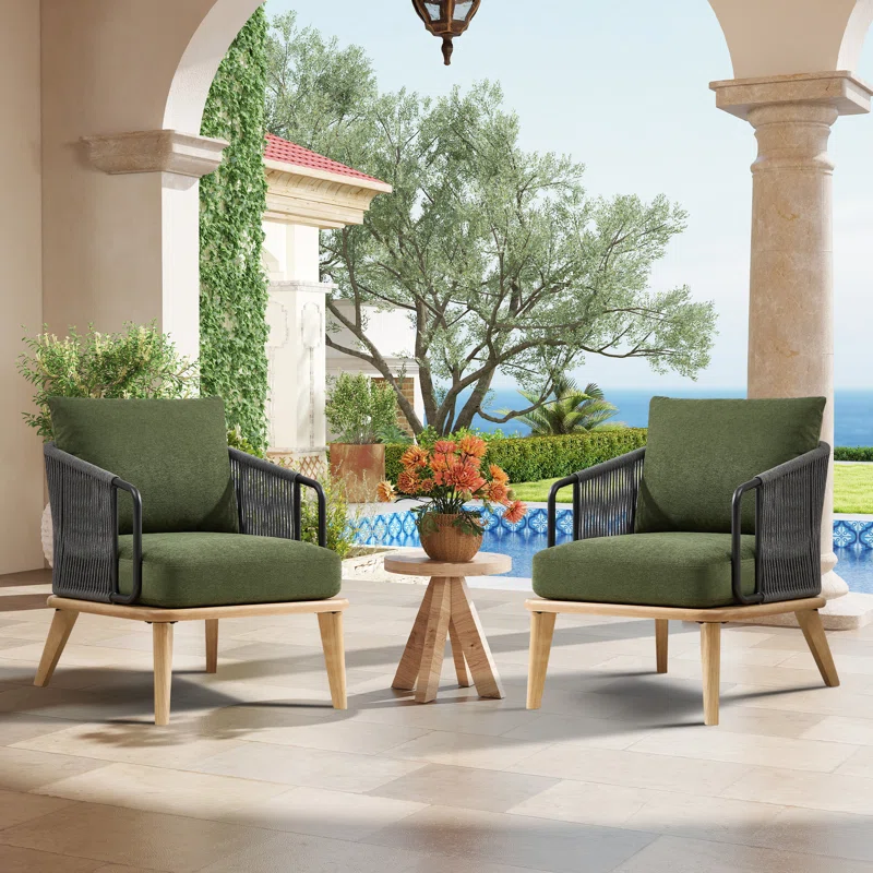 25.9'' Wide Modern Patio Lounge Chair (Set of 2)