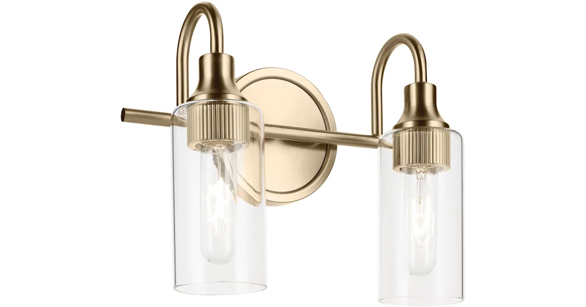 Kichler Kavi 2 Light 13" Wide Vanity Light With Clear Glass Shades