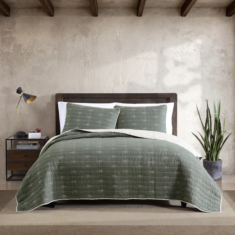 Eddie Bauer Troutdale Cotton Green Quilt Set