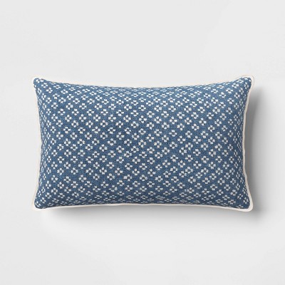 Lumbar Block Print Pillow Blue - Threshold