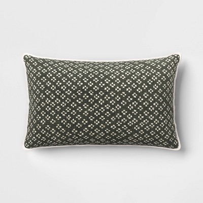 Lumbar Block Print Pillow Green - Threshold