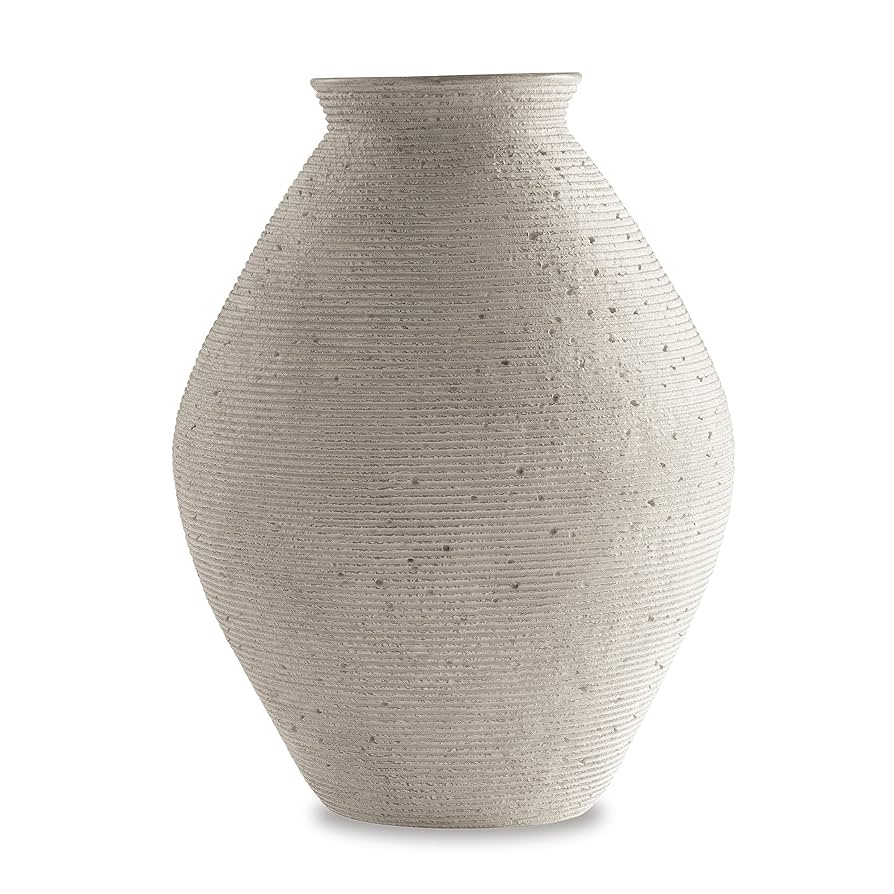 Signature Design by Ashley Hannela 17" Modern Distressed Polyresin Vase, Antique Tan