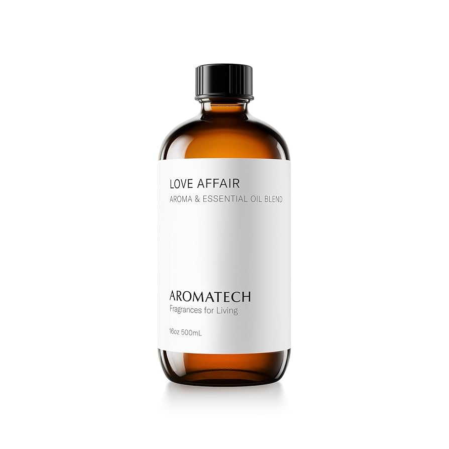 AromaTech Love Affair Aroma Essential Oil Blend: Luxury Hotel Inspired Aromatherapy with Jasmine, Saffron, Cedar & Amber for Ultrasonic Diffusers & Nebulizers - 4 fl oz, 120 mL