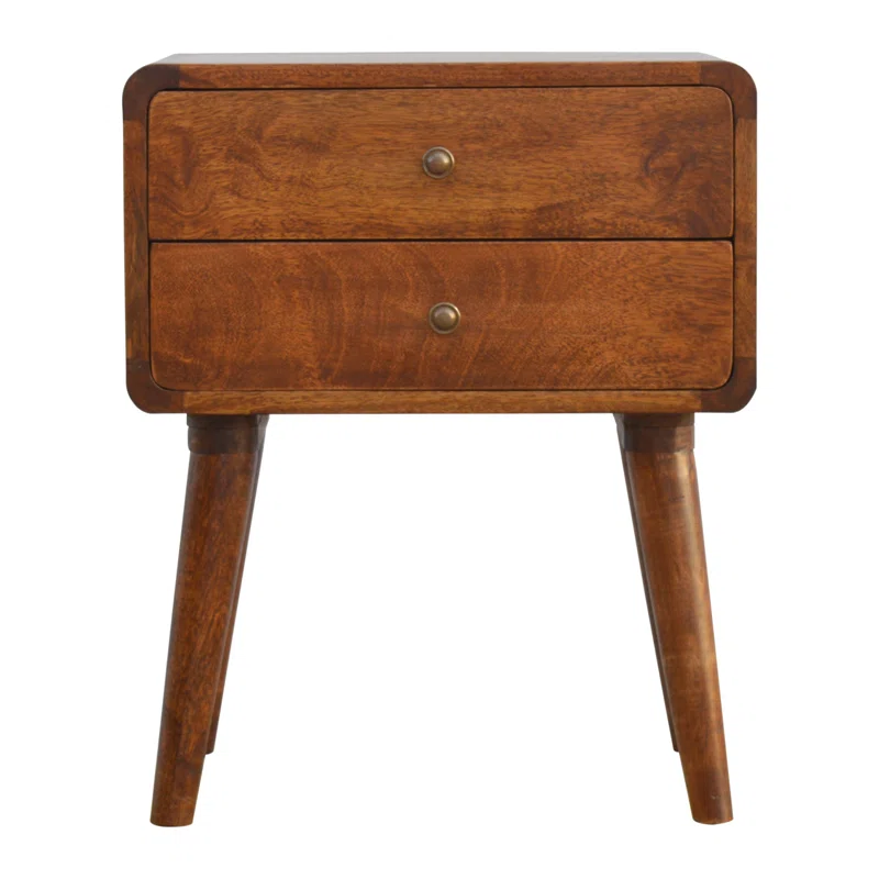 Curved Oak-Ish Bedside