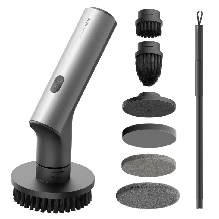 Hoto Cordless Spin Scrubber: 2.5 N·m Torque, Six Brush Heads, Ipx7 Rated