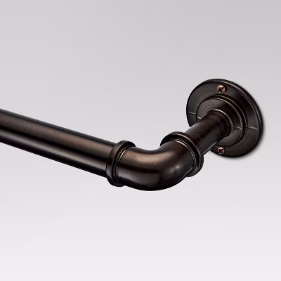 66"-120" French Pipe Curtain Rod Bronze - Threshold™: Adjustable Metal, Industrial Style, Room Darkening