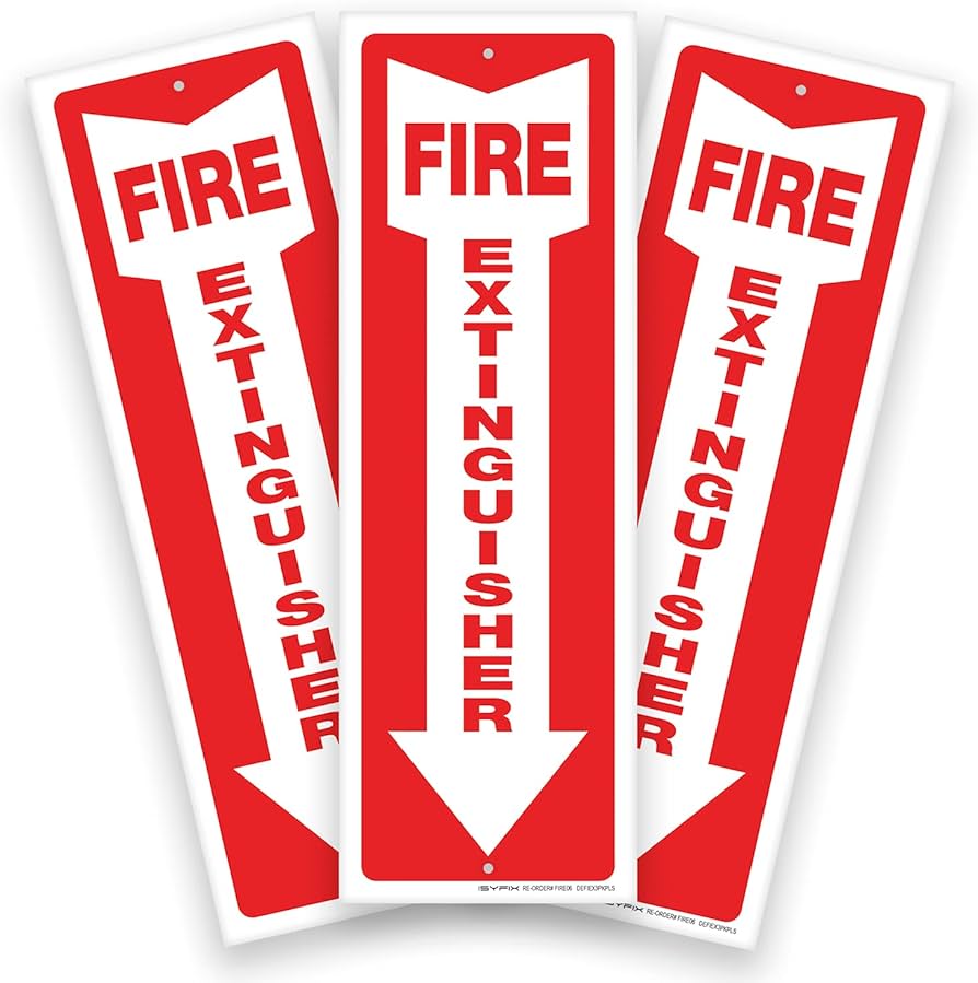 Fire Extinguisher Signs – 3 Pack 4x12 Inch – 40 mil Thick Polystyrene Plastic, Laminated for Ultimate UV, Weather, Scratch, Water & Fade Resistance, Indoor & Outdoor