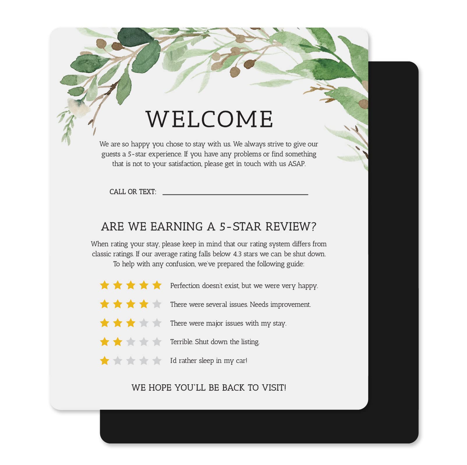 Guest Review Rating Magnet, 5" x 5" Magnetic Sign, Feedback Request and Rental Supplies for Vacation Homes, Guest Rooms, Airbnb, VRBO, Short-Term Rentals, Executive Suites (Modern)