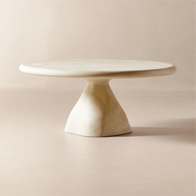 Espira 35 Round Cream Marbled Resin Coffee Table
