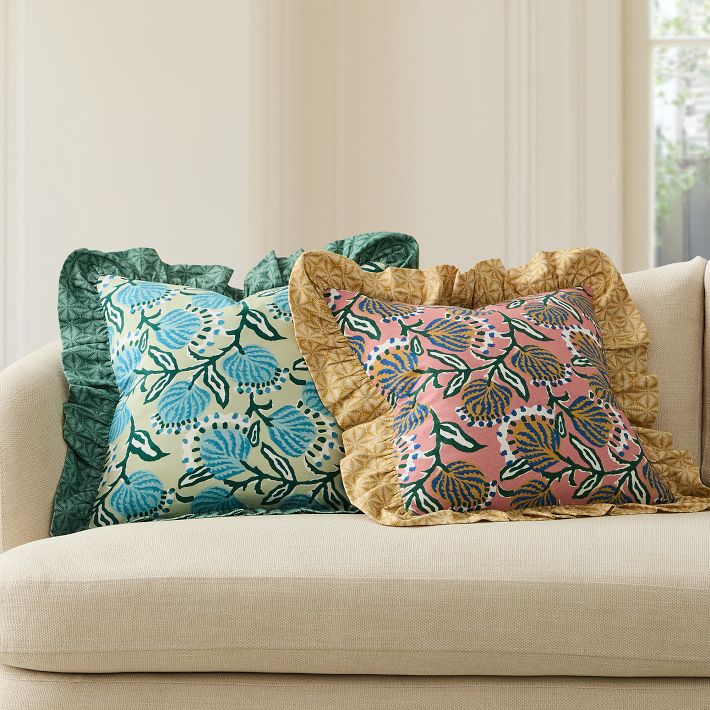 Vine Floral Ruffle Pillow Cover T7784