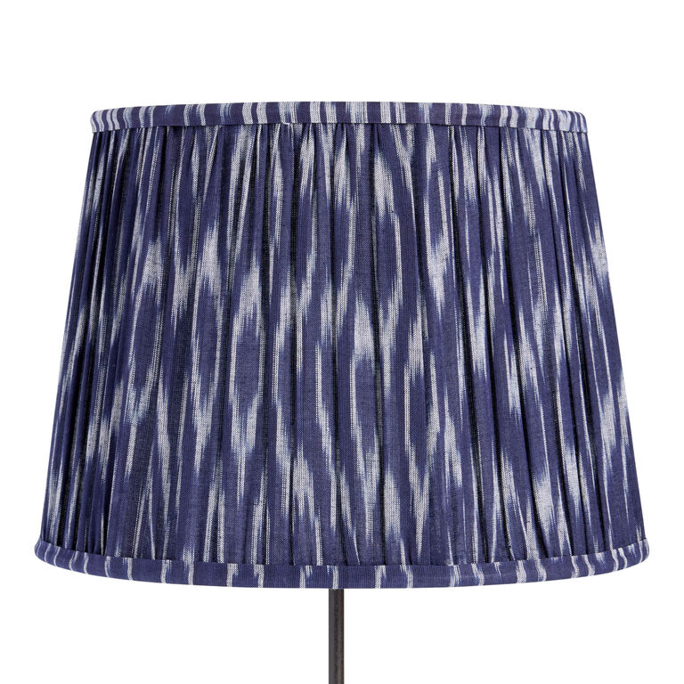 Denim Blue Geo Block Print Pleated Table Lamp Shade