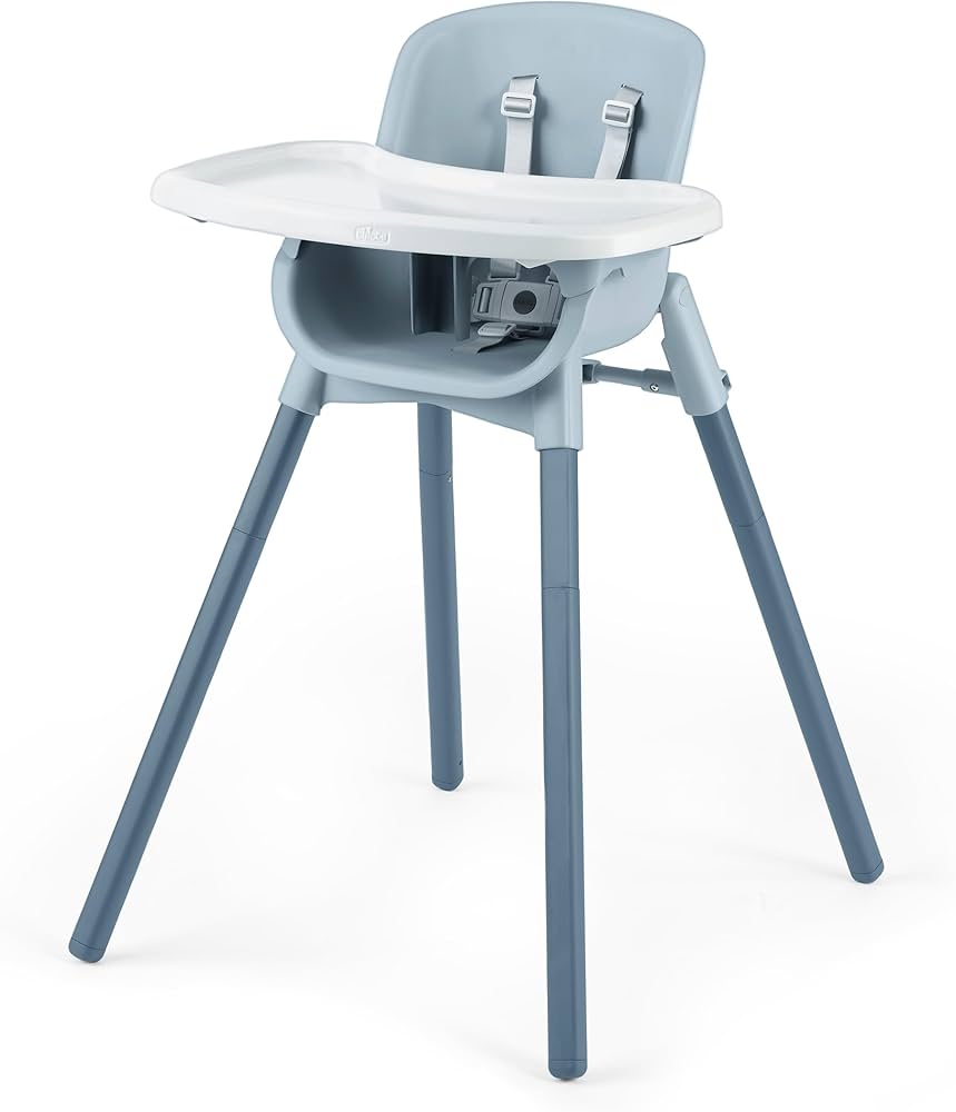 Chicco Zest 4-in-1 Folding High Chair, Feeding Chair, Toddler Chair and Youth Stool, Multi-Use Easy Clean High Chair | Seasalt/Grey