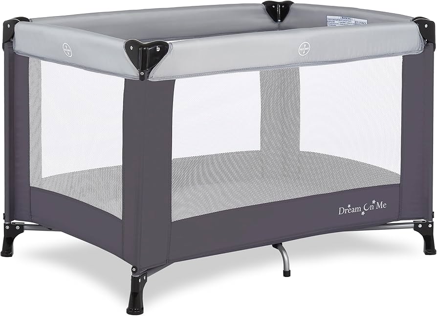 Dream On Me Nest Portable Playard in Grey with Carrybag an Shoulder Strap, Lightweight, Packable and Easy Setup Baby Playard, Breathable Mesh Sides and Soft Fabric - Comes with a Removable Padded Mat
