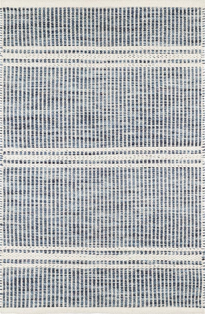 Dash and Albert Malta Wool Area Rug - 5' x 8' Blue - Coastal Charm Handwoven Wool Accent Rug - Durable, Lightweight, Easy to Clean - Premium Luxury Hotel Quality Soft Breathable Hypoallergenic