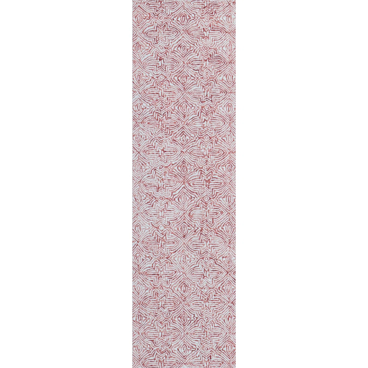 Barranco Geometric Hand Tufted Wool Area Rug in White/Red