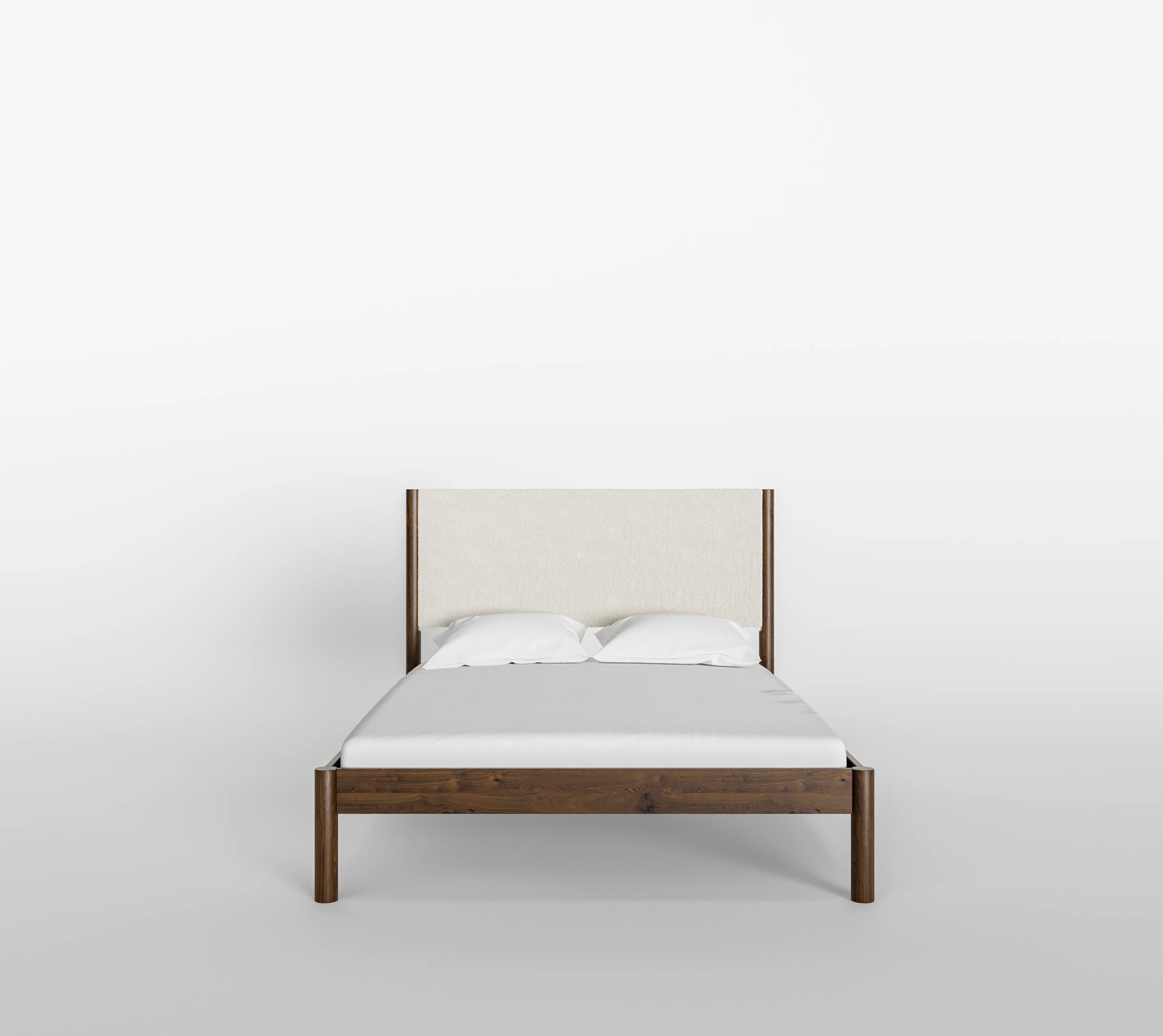 Ardin Solid Wood Bed Frame With Cream Boucle Upholstered Headboard