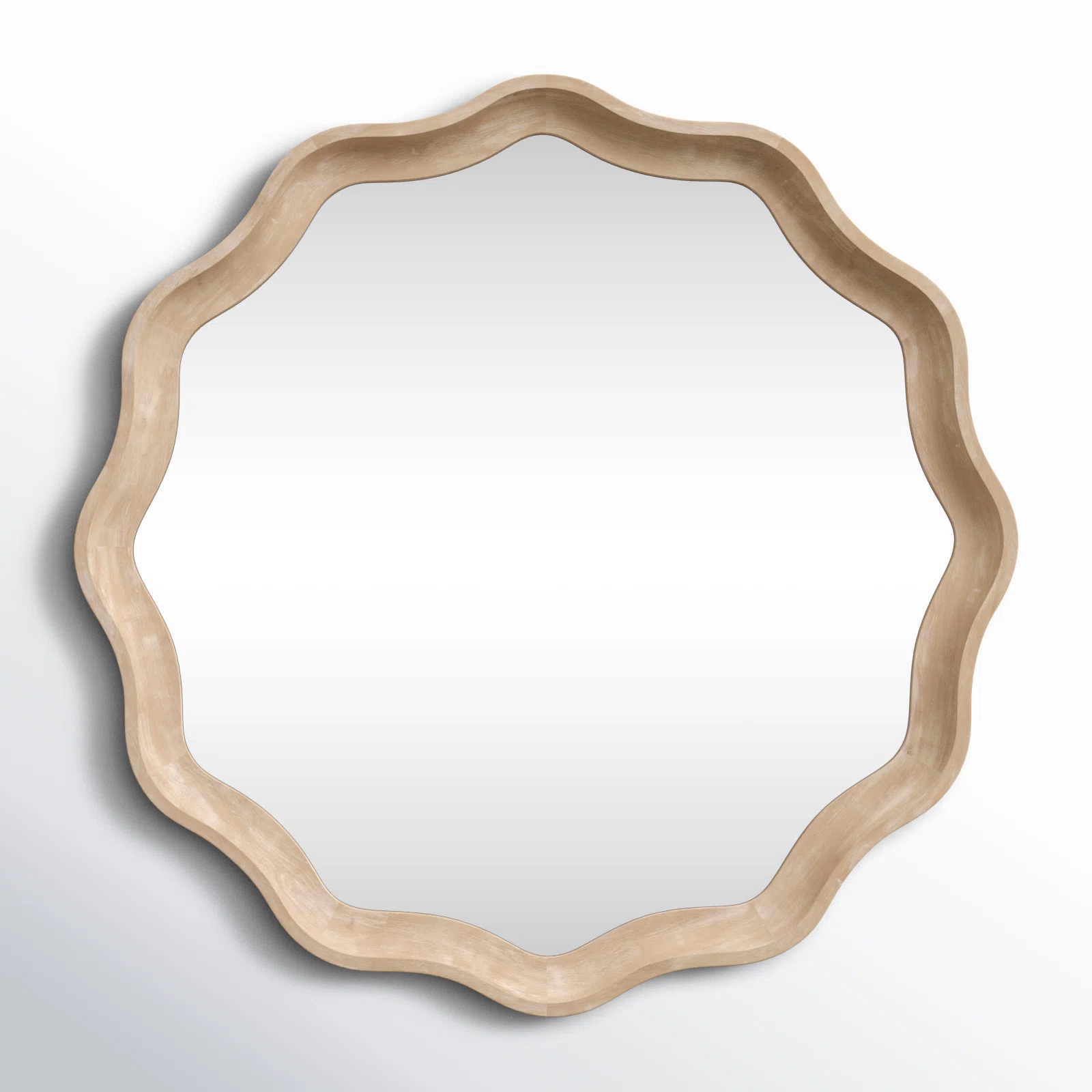 Canonbury Round Scalloped Wooden Wall Mirror