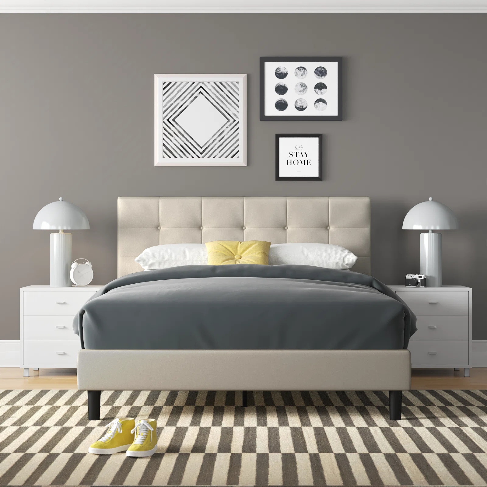 Leonard Tufted Upholstered Platform Bed