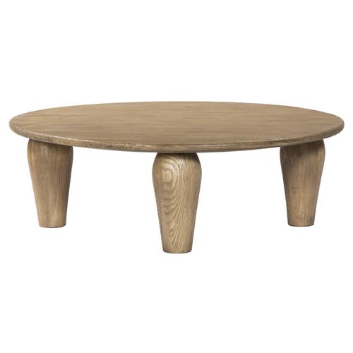 Amina Modern Classic Brown Reclaimed Wood Round Coffee Table - 50