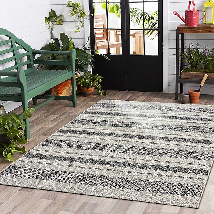 Stripe Weave Sun Shower Outdoor Area Rug, 7x9 | Kirklands Home