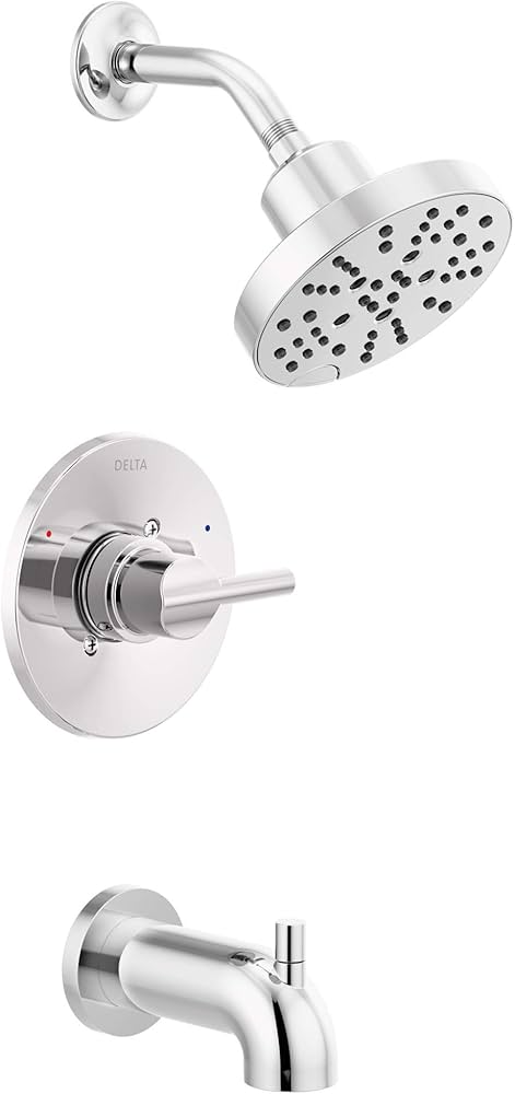 Delta Nicoli 14 Series H2Okinetic Bathtub and Shower Faucet Set, Matte Black Shower Head and Handle Set, Valve Trim Kit, Matte Black 144749-BL (Valve Included)