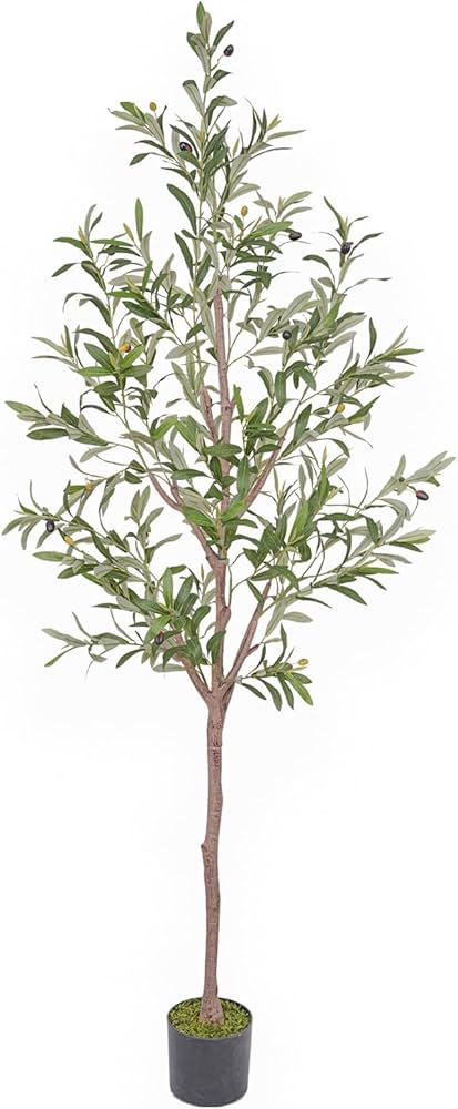 6FT (72'') Skinny Artificial Olive Tree, Tall Faux Plant for Home Decor Indoor Fake Tree with Silk Leaves Olive Trees Artificial Indoor Aesthetic Room Decor