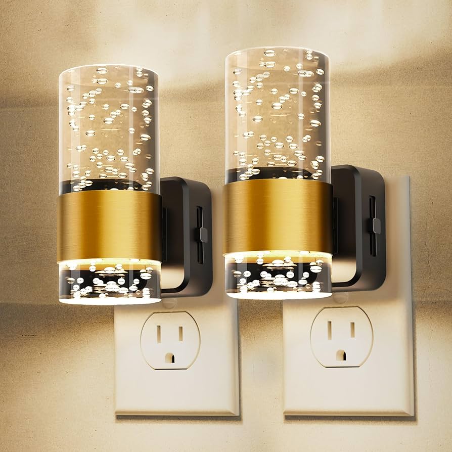 L LOHAS LED Night Light, Bubble Night Lights Plug into Wall,2 Pack 3000K/4000k/5000K Adjustable Color Temperature Night Light,Dimmable Nightlights with Dusk to Dawn Sensor for Rooms Bathroom Hallway