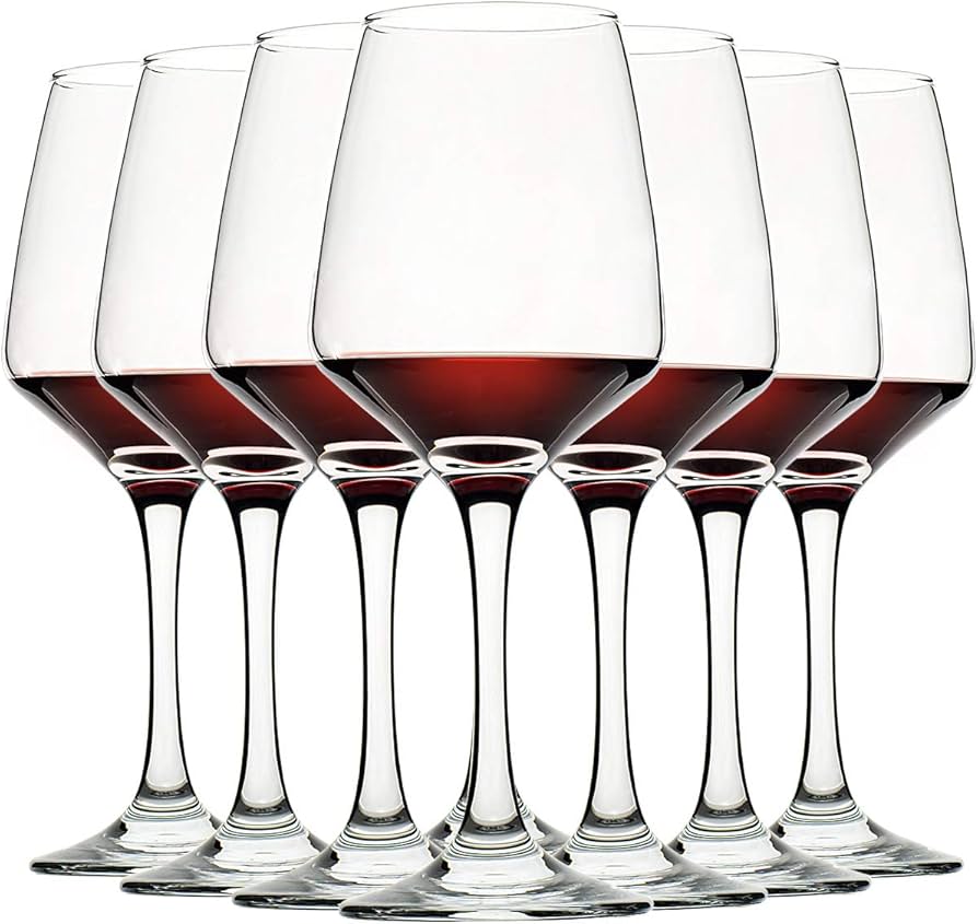 C CREST Wine Glasses Set of 8, 12oz, Lead-free, Clear, Durable Glassware