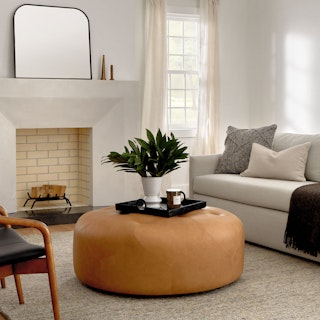 Timpani 41" Leather Ottoman — Charme Tan