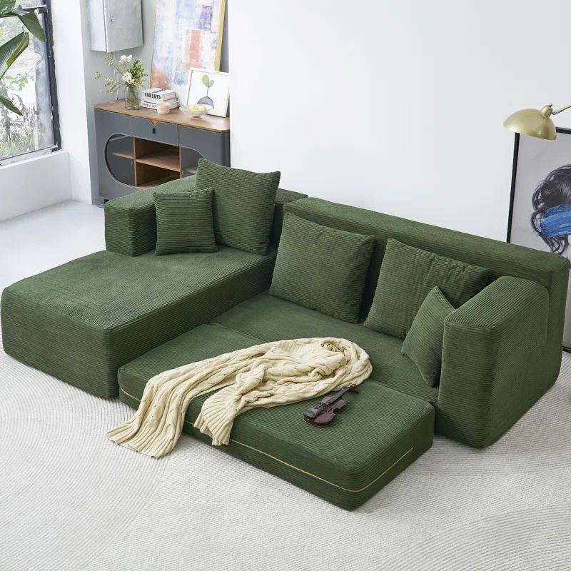 106" L-Shaped Pull-Out Sleeper Sofa