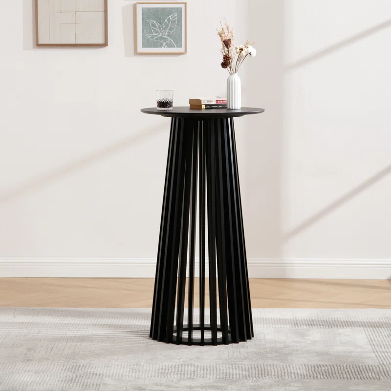 43.5’’ H Modern Round Bar Table, Solid Wood Base Bar Table For Dining Room