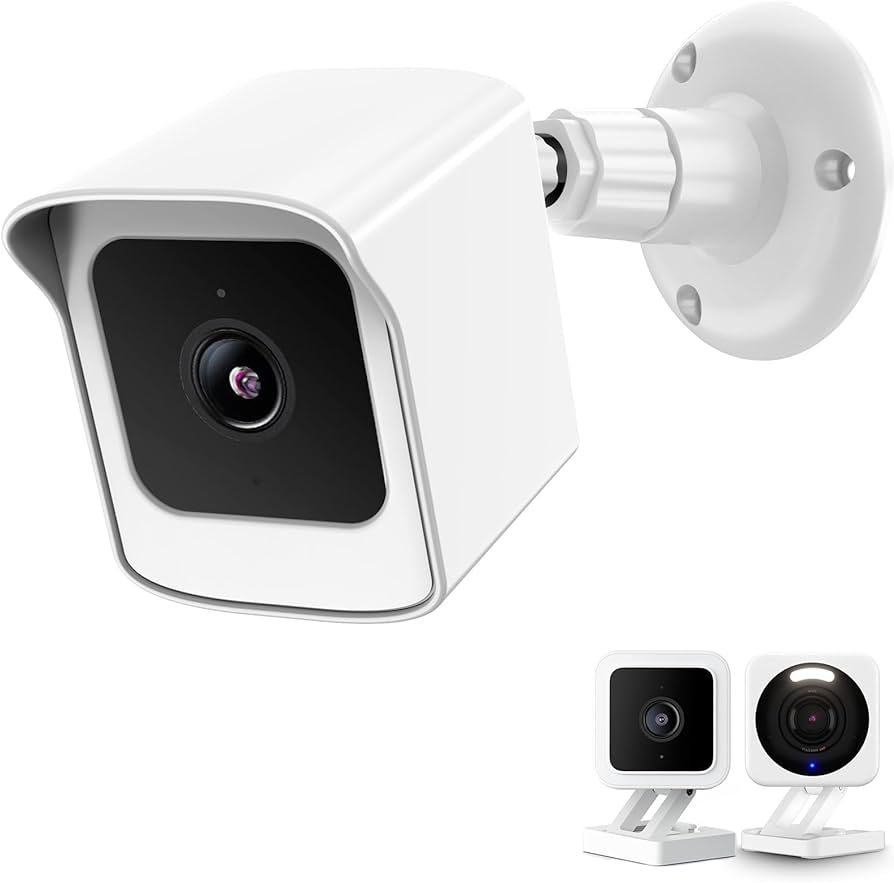 Camera Case Protector for Outdoor Wyze Cam V4 and V3, Weatherproof Protective Cover and 360 Degree Adjustable Wall Mount Solid Housing for Wyze V4 and V3 Outdoor Indoor Smart Home Camera System (White, 1 Pack)