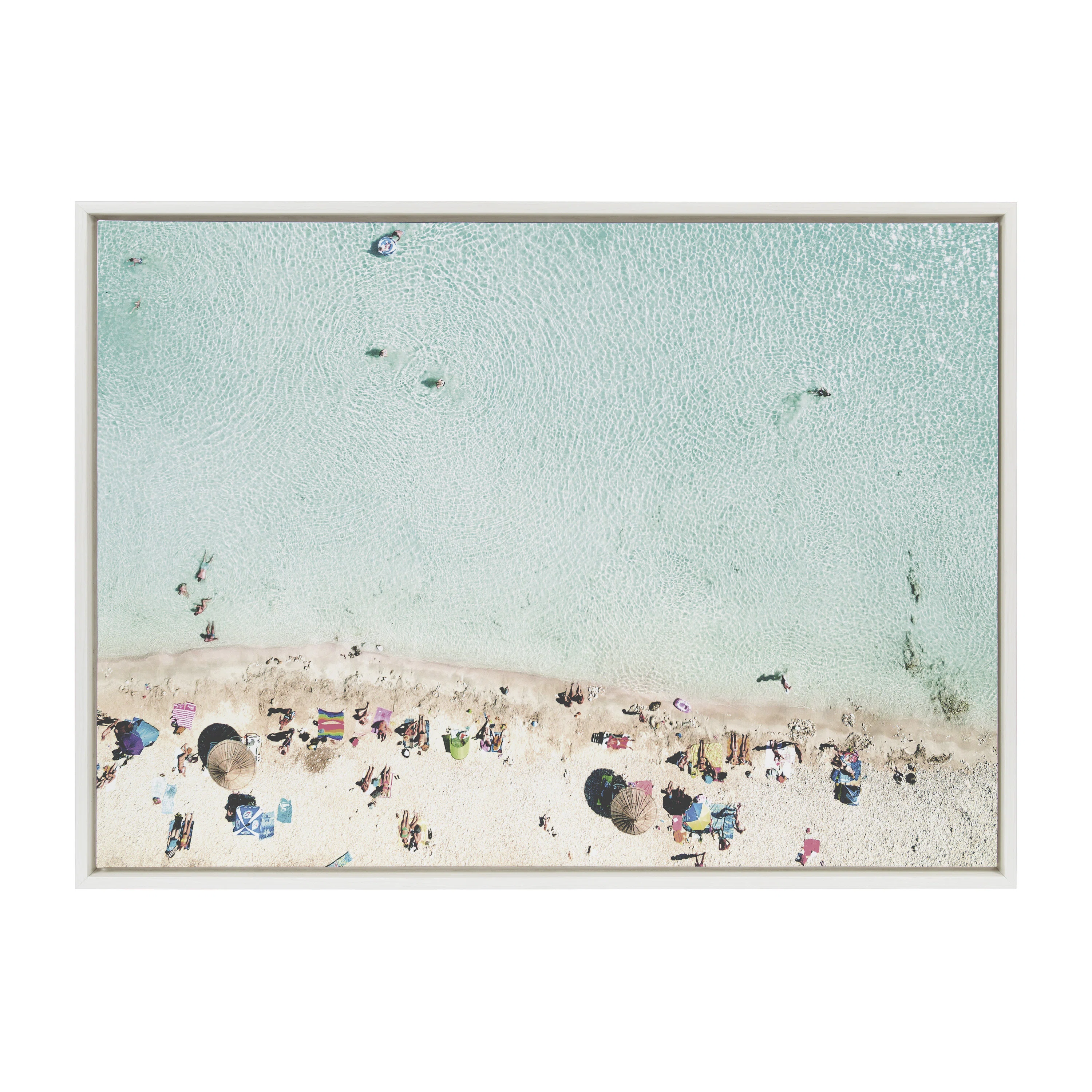 Kiranveer 'Turquoise Beach from Above 2' by Amy Peterson- Floater Frame Photograph Print on Canvas