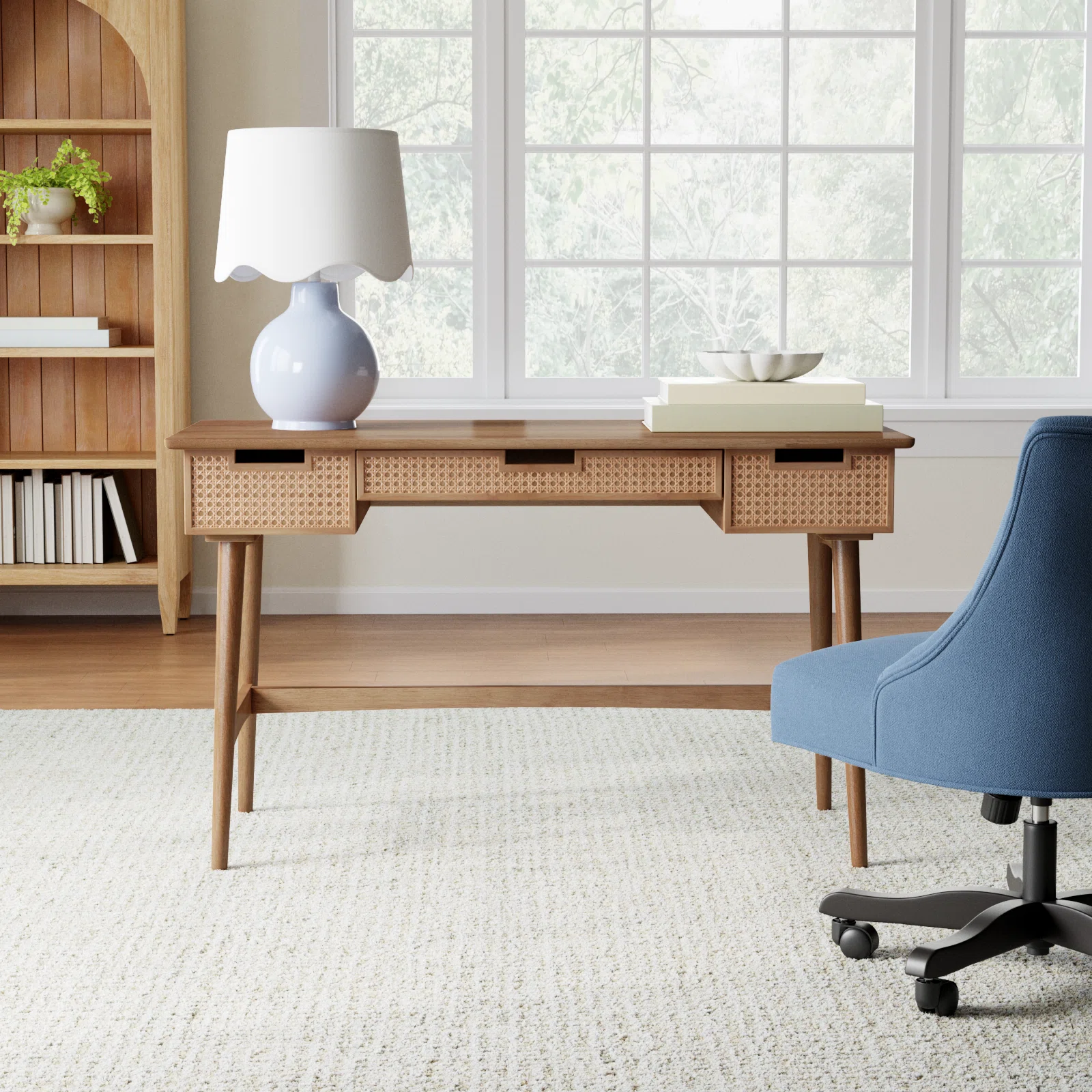 Tobago 51" Desk with Cane Drawer Fronts