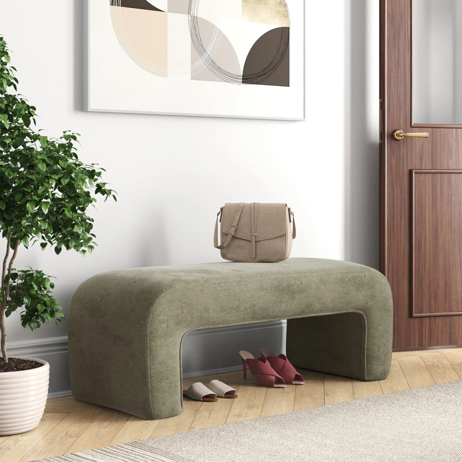Steven 47" Chenille Waterfall Bench