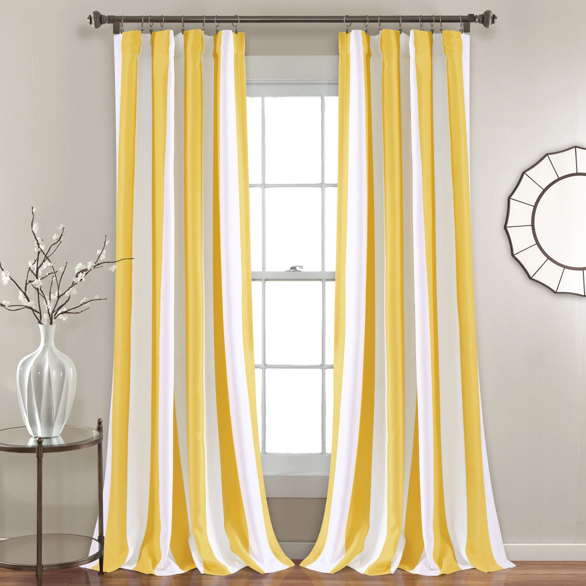 Wilbur Striped Room Darkening Thermal Rod Pocket Curtain Panels