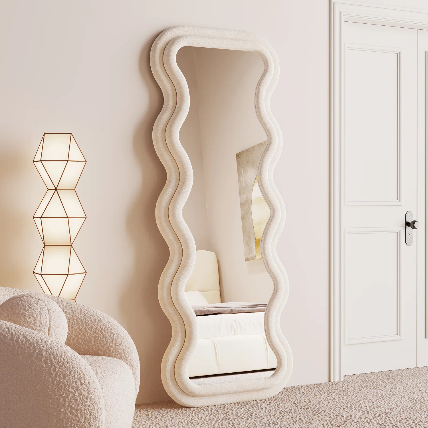 Amon Velvet Wave Art Deco Mirror Wall Mirror