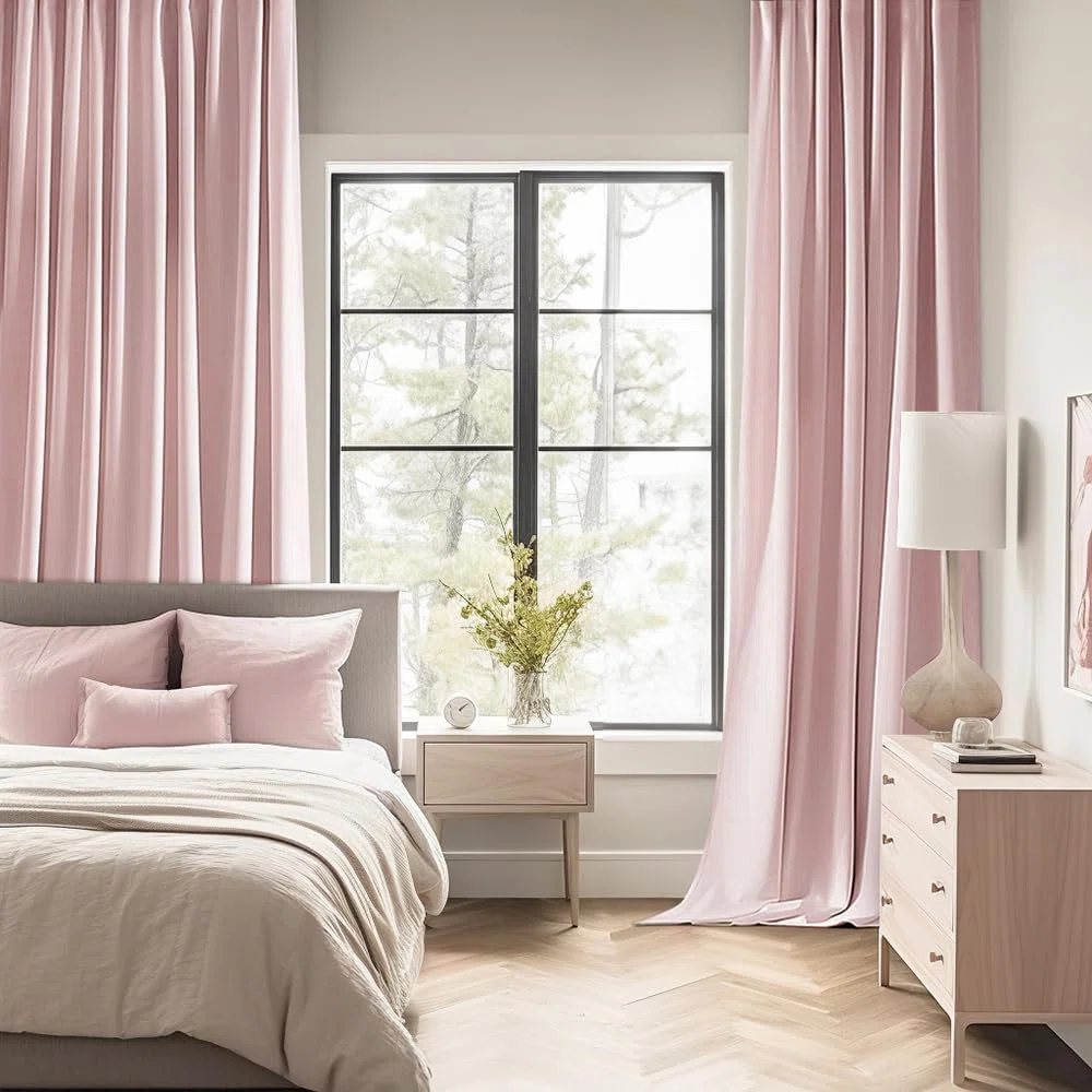 Baby Pink Back Tab Blackout Curtains 84 Inch Long 2 Panels Set For Living Room Bedroom, Rod Pocket/Pinch Pleated Long Thermal Insulated Room Darkening Light Blocking Floor To Ceiling Drapes
