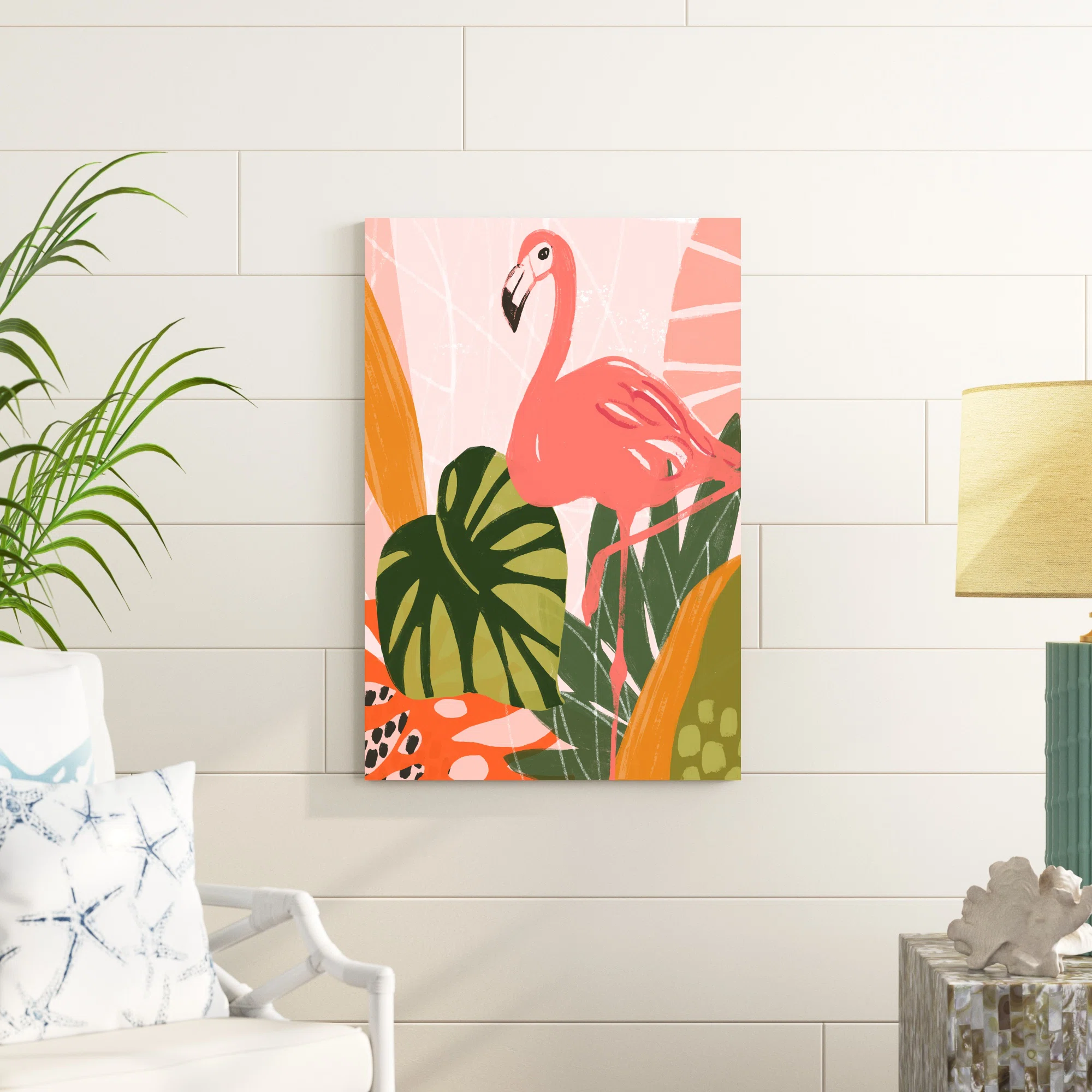 'Jungle Flamingo I' Painting on Canvas