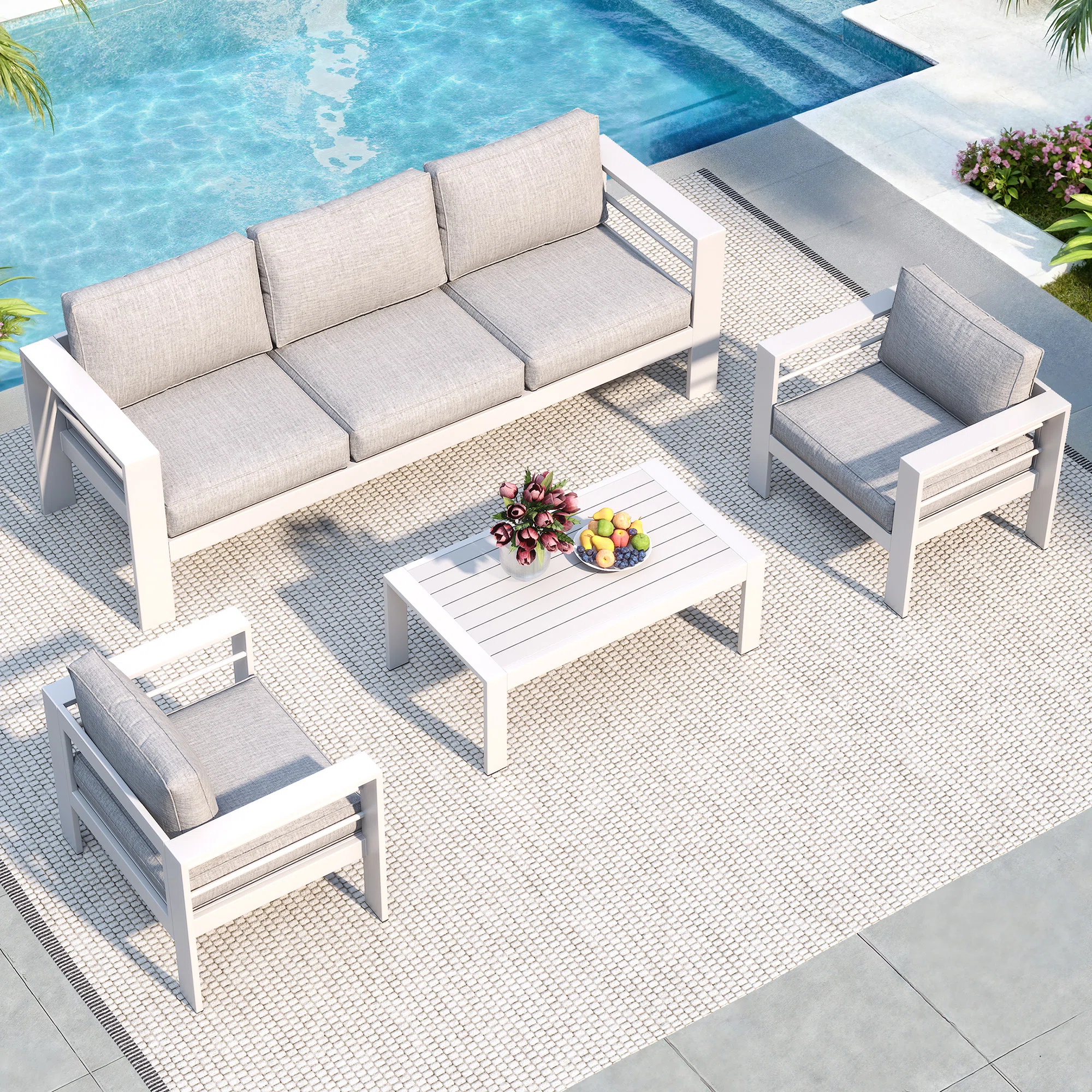 Brandtley 5-Person Metal Outdoor Seating Group With Cushions