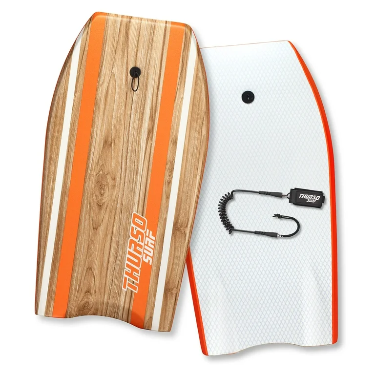 THURSO SURF Quill 42'' Bodyboard Lightweight Durable EPS Core IXPE Deck HDPE Slick Bottom FRP Stringer Crescent Tail Dual Channel Plastic Mesh with Double Stainless Steel Swivel Coiled Wrist Leash