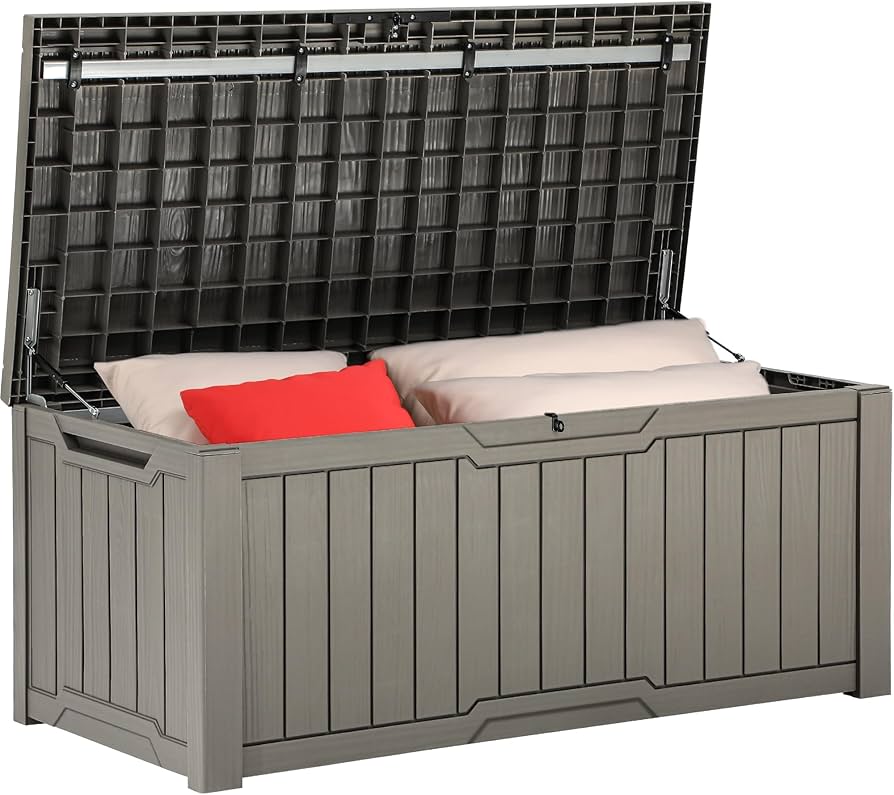 YITAHOME 120 Gallon Outdoor Storage Deck Box, Large Resin Patio Storage for Outdoor Pillows, Garden Tools and Pool-Supplies, Waterproof, Lockable (Black)
