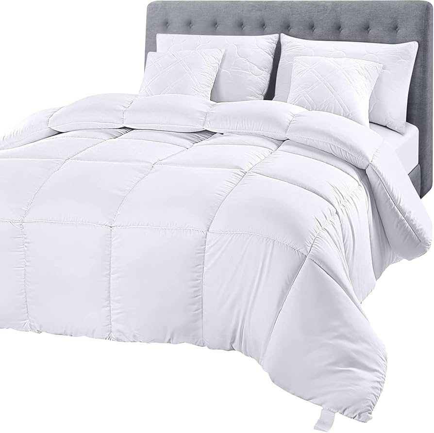 Utopia Bedding Comforter Duvet Insert, Quilted Comforter with Corner Tabs, Box Stitched Down Alternative Comforters Full Size (White)