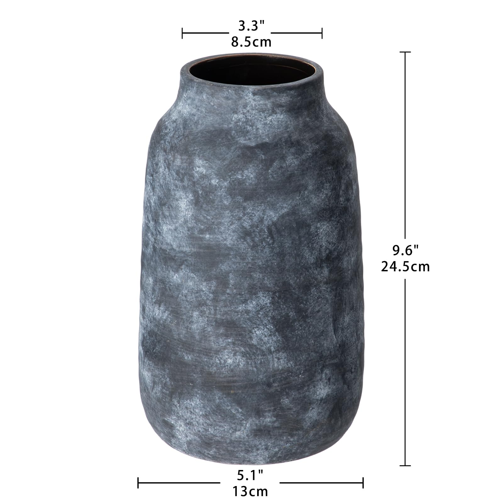 Briful Tall Rustic Ceramic Vase 9.6” – Vintage Distressed Pottery Flower Vase with Antique White-Wash Finish – Farmhouse Table Decor & Shelf Accent (Not Waterproof)