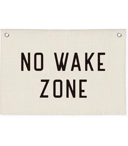 Wheatwin No Wake Zone Surf Nursery Playroom Decor, Coastal Beach Linen Banner Wall Hanging Banner Flag, Boys Room Decor, Surf Decor 20x30 Inch