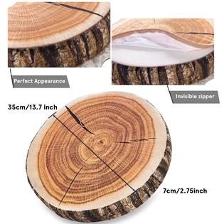 HYSEAS Decorative Round Throw Pillow, 3D Digital Print Comfortable Kids Funny Cute Wood Log Forest Décor Seat Cushion for Home, Couch, Sofa, Bedroom, Living Room, Light Green Stump, 2 Pack