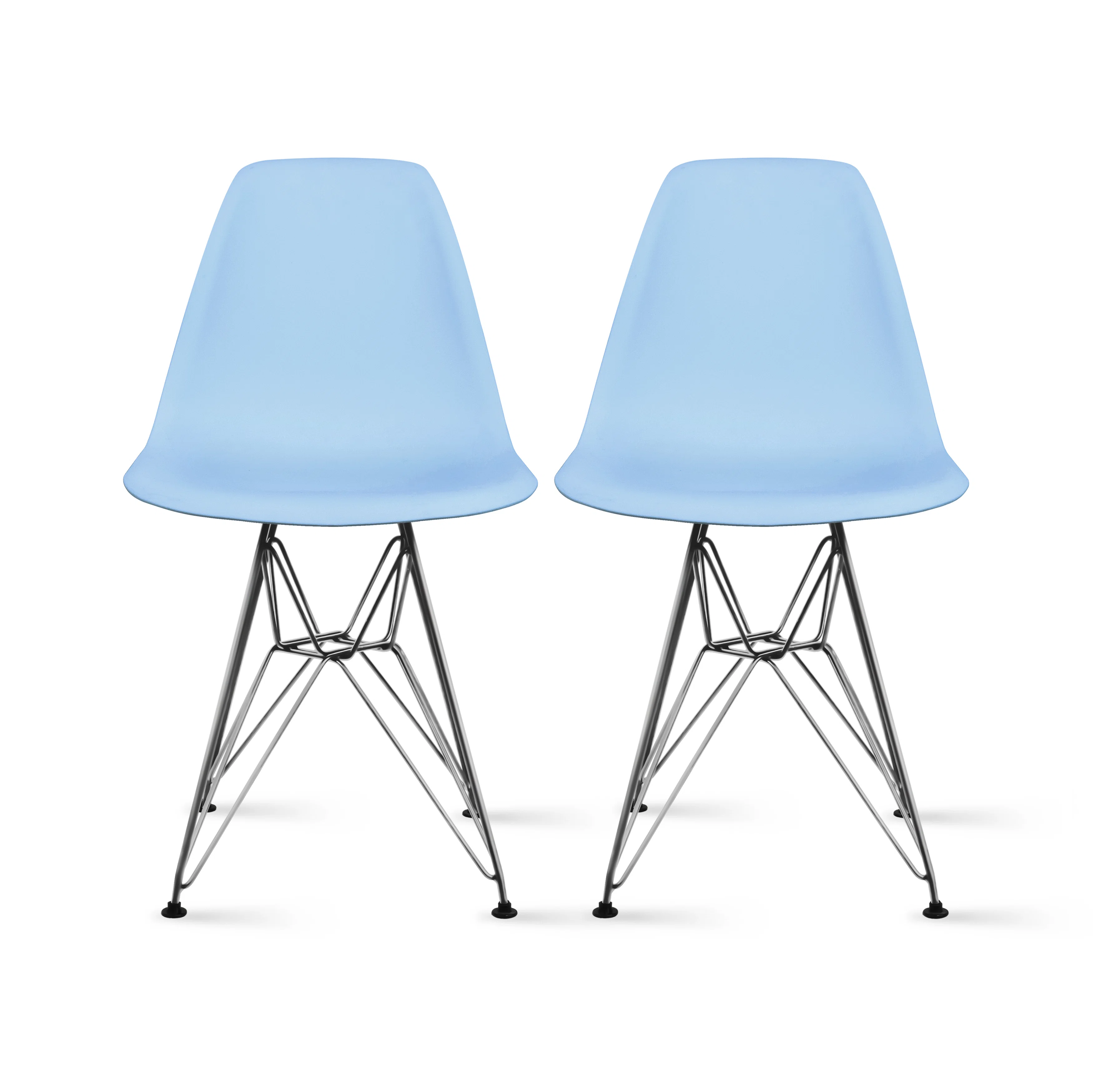Edgewater Transparent Armless Dining Side Chairs with Wire Base (Set of 2)